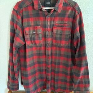 5.11 Tactical Red and Gray Plaid Casual Button Down Shirt
